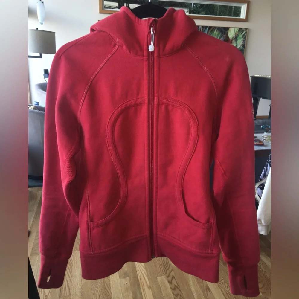 Lululemon Red It’s Just Lunch Scuba Hoodie Full Zip Jacket - Picture 6 of 17